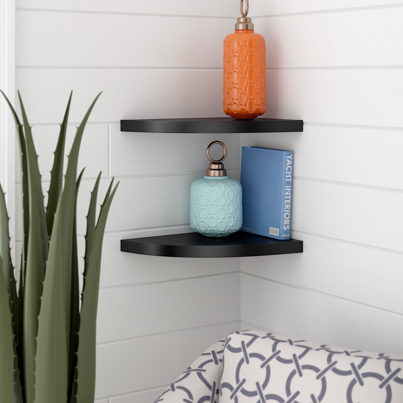 Set of 2 Corner Wall Display Shelves for Collectibles
