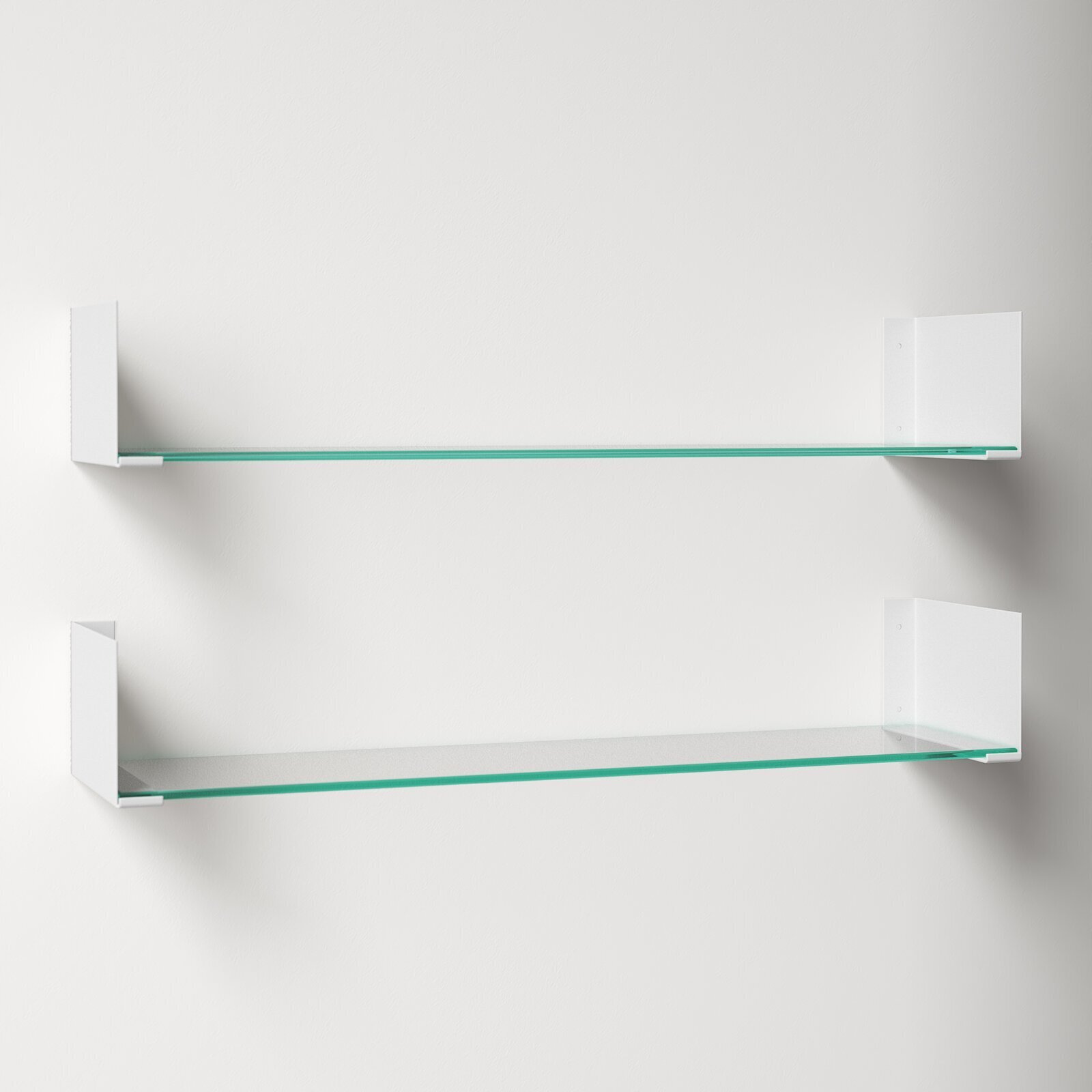 Set of floating glass shelves for living room