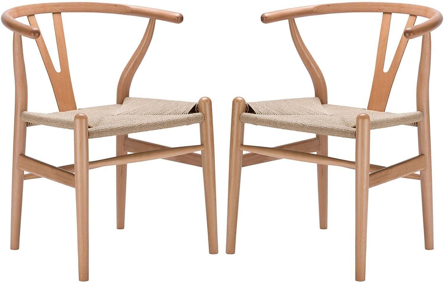 Set of Two Japandi Wishbone Dining Chairs