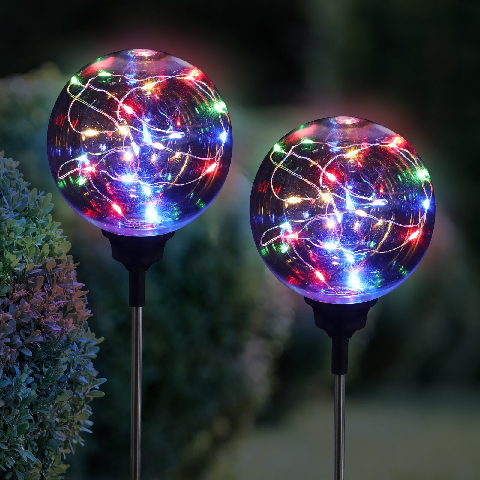 Set Of Two Small Colourful Globes  