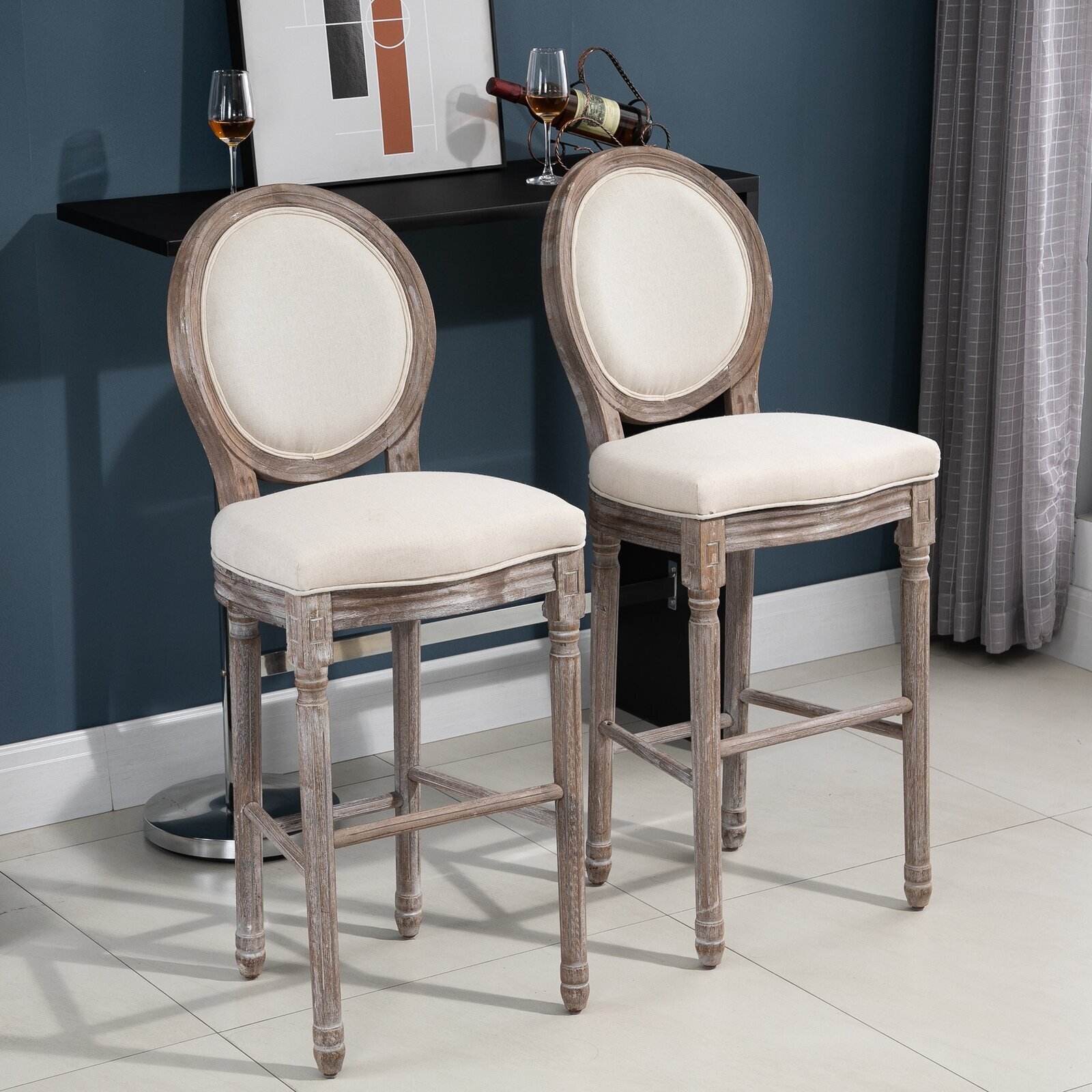 Shabby Chic Bar Stools with Circular Backs