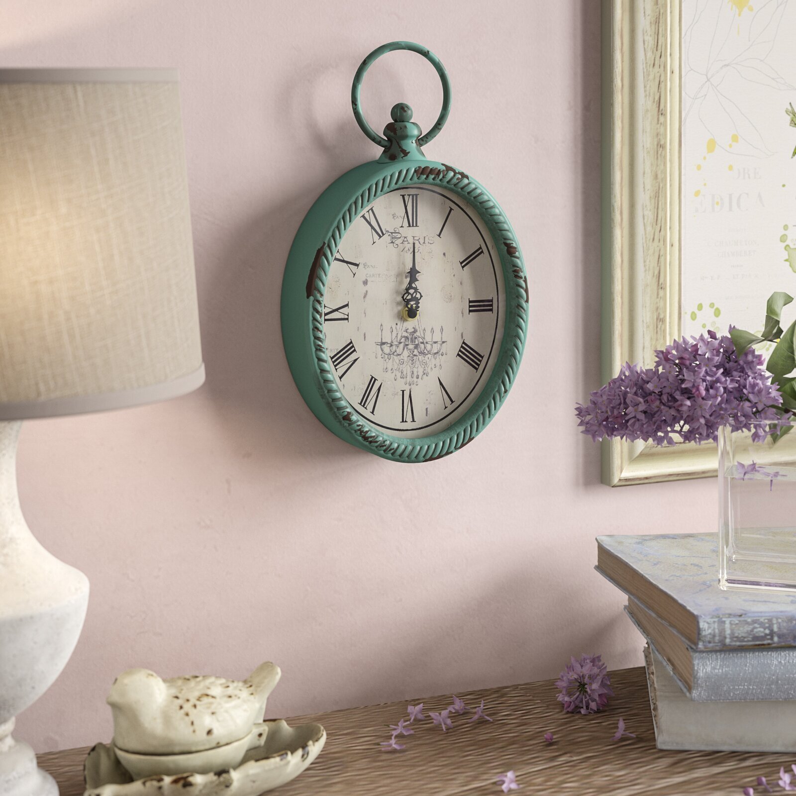 Shabby Chic Pocket Watch Wall Clock
