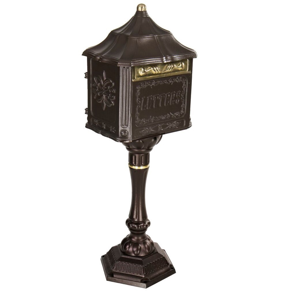 Short cast iron mailbox post with box