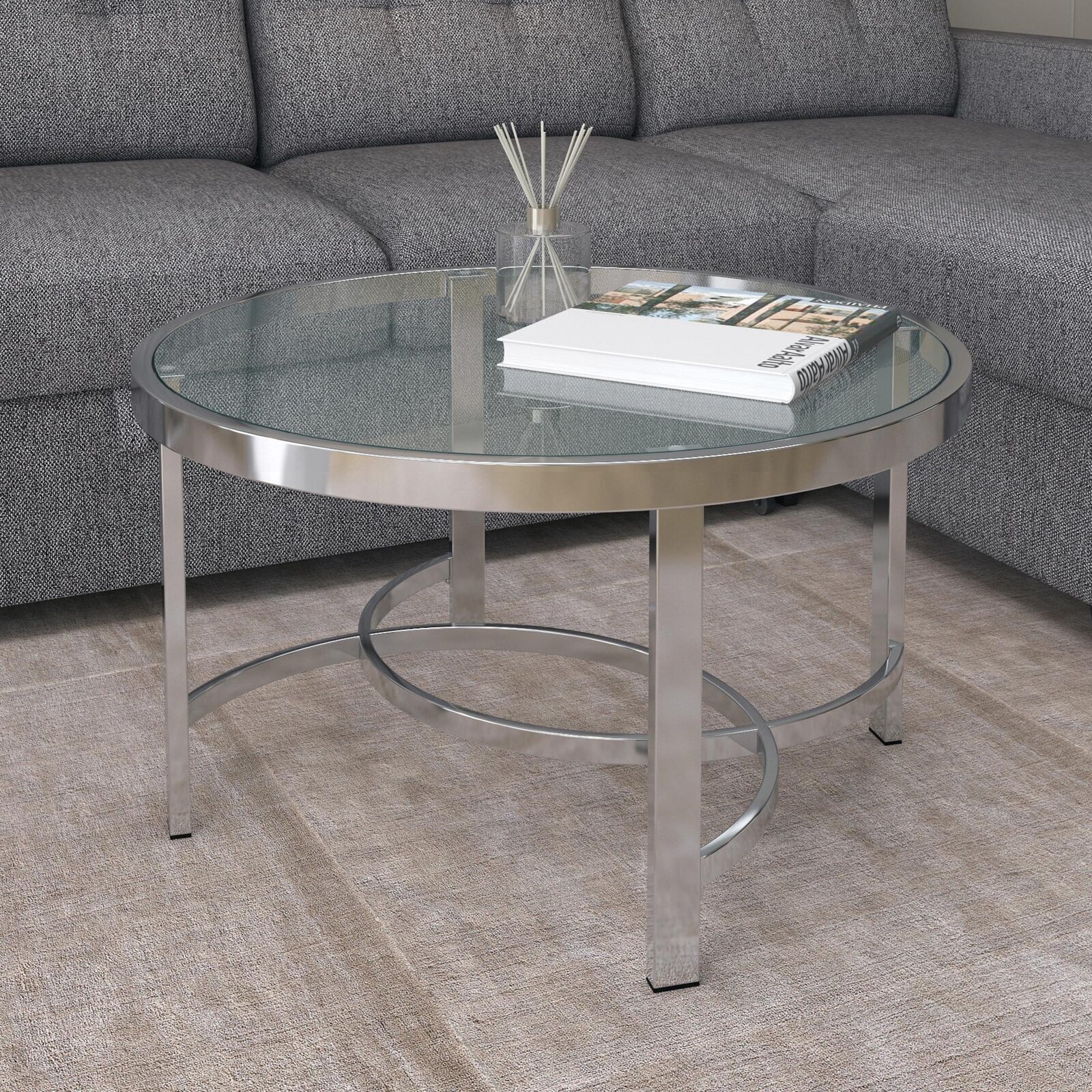 Simple Chrome and Glass Coffee Table