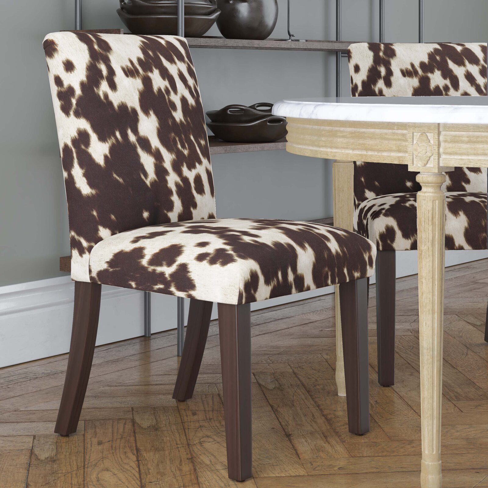 Simple Cowhide Side Chair  