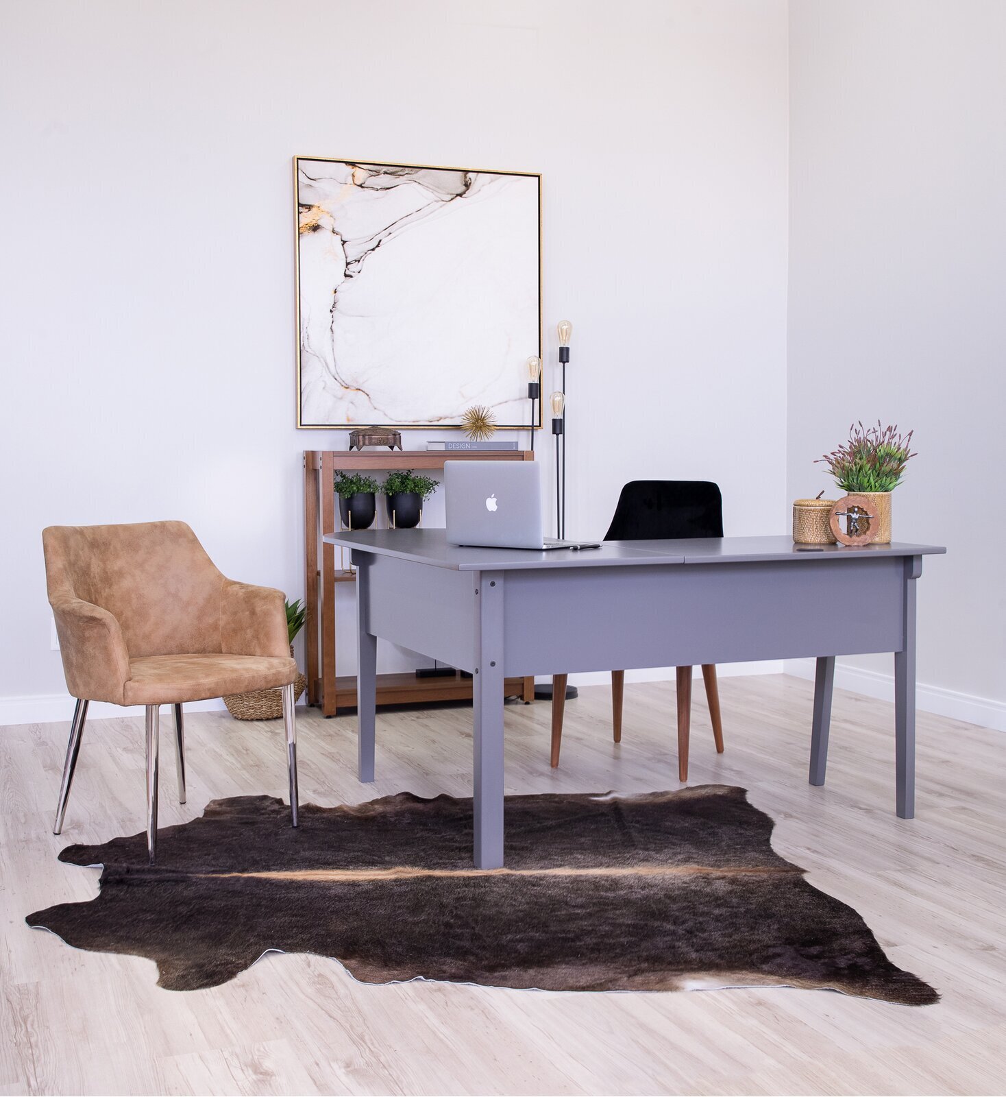 Simple L Shaped Oak Desk