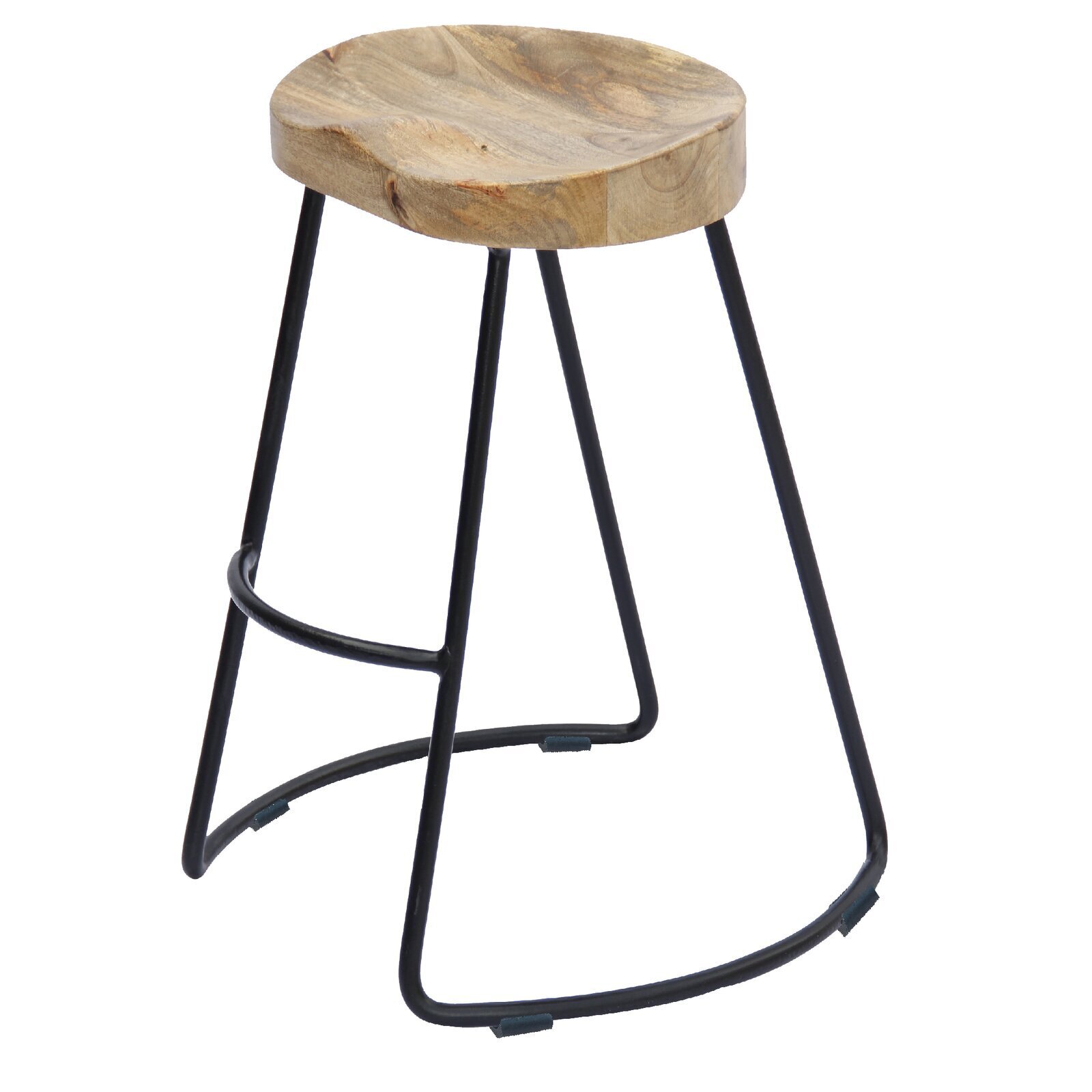 Simple Wood Saddle Seat on Iron