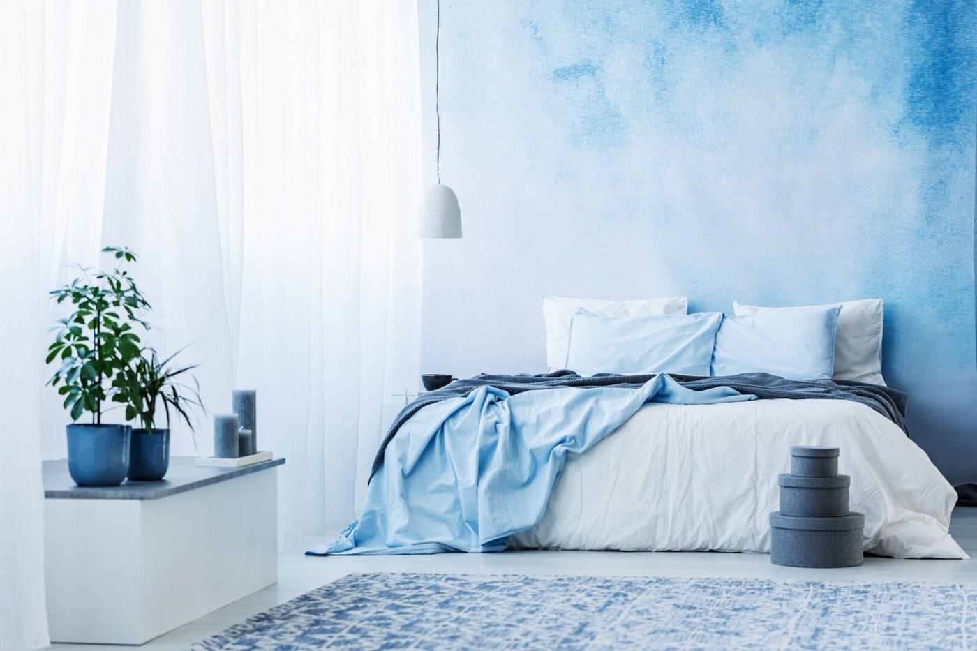 Sky blue bedroom