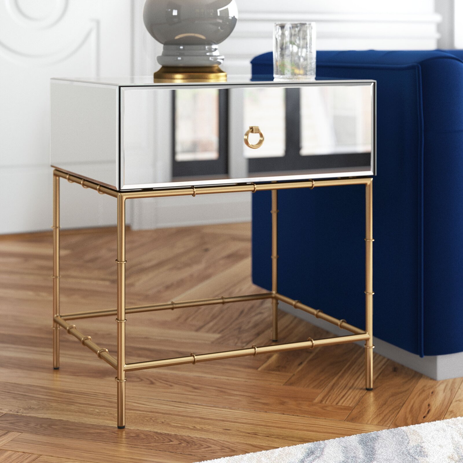Slender and Sleek Mirrored Single Drawer 