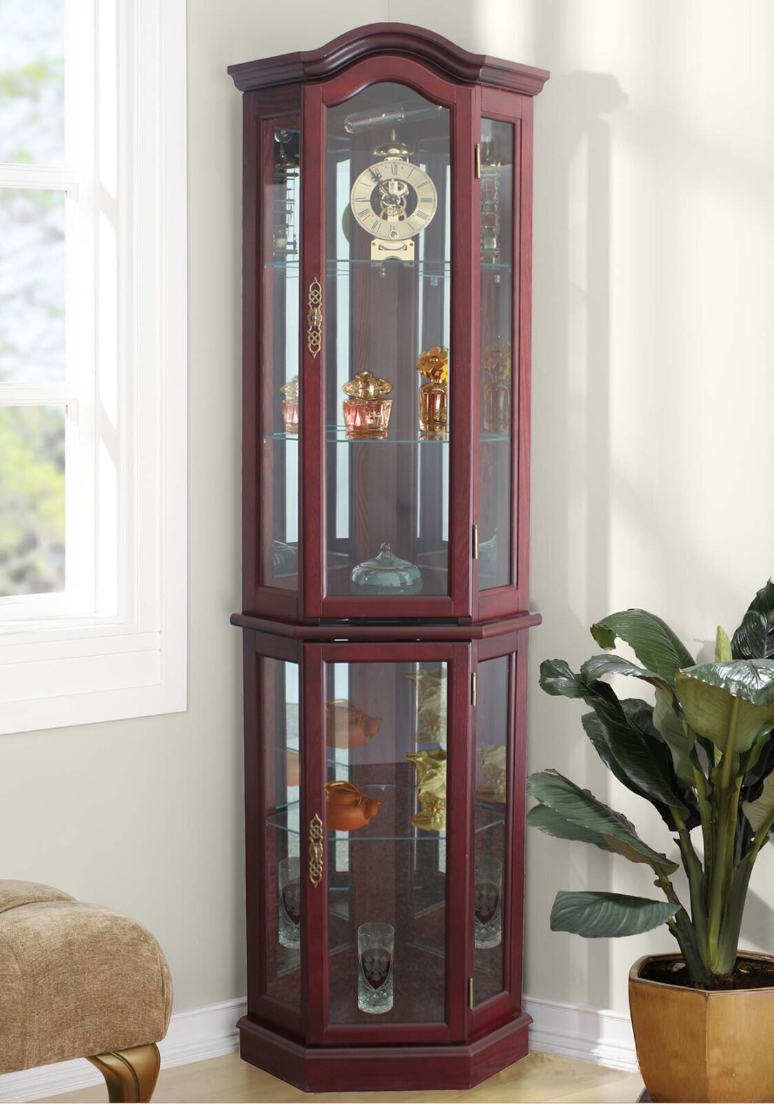 Slender Traditional Corner Cherry Cabinet