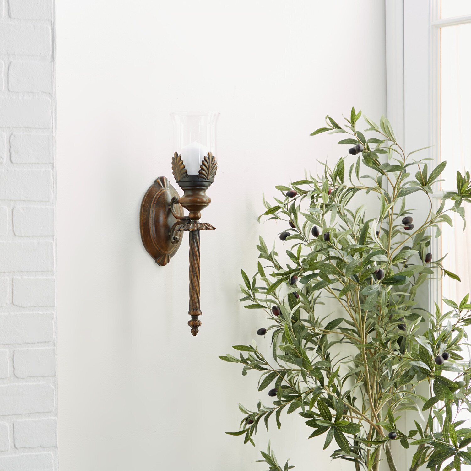 Slim Patterned Wall Sconce In Brown