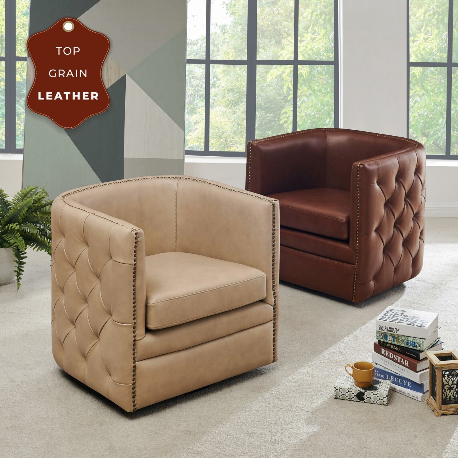 Small Leather Chair with Quilting