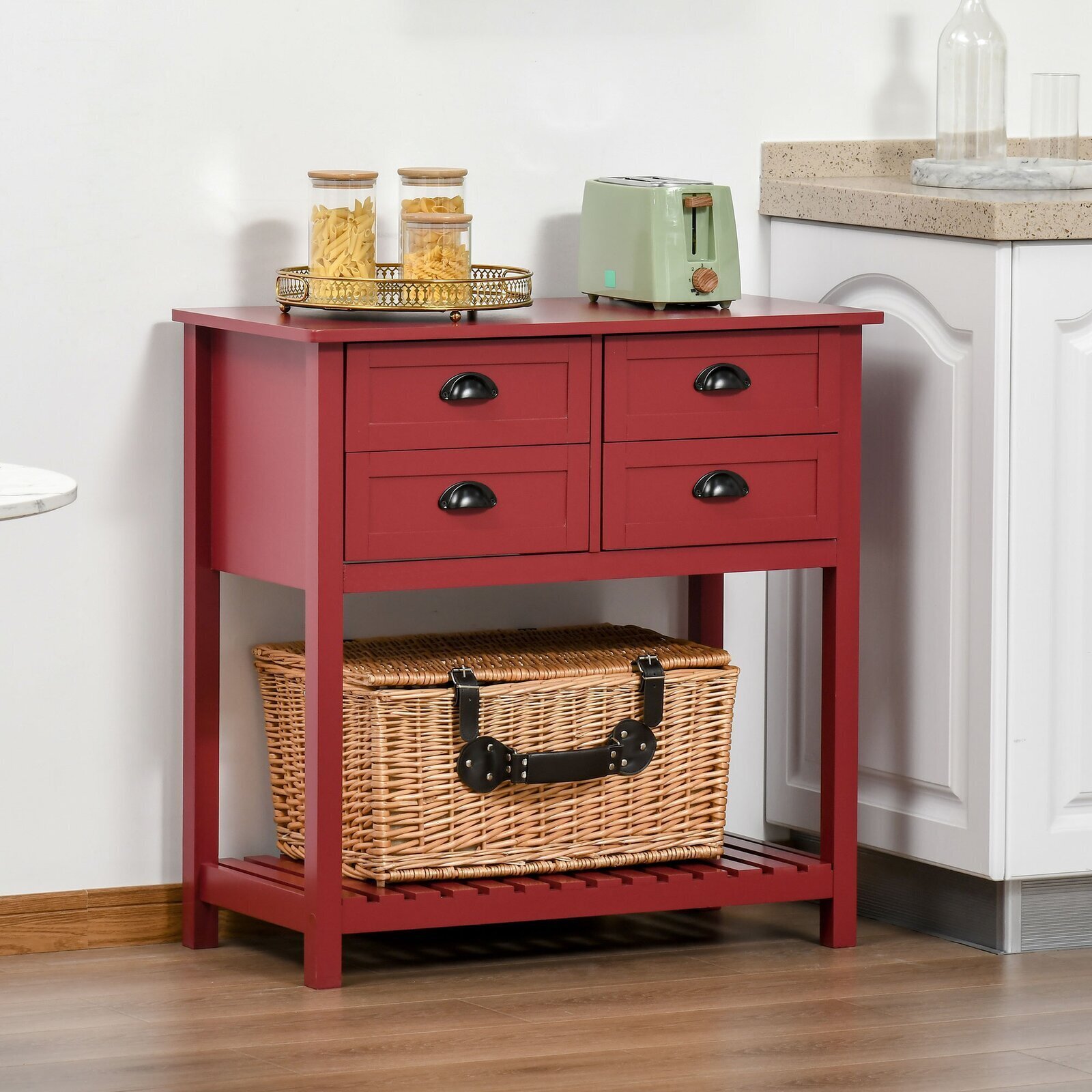 Small Red Sideboard with Drawers