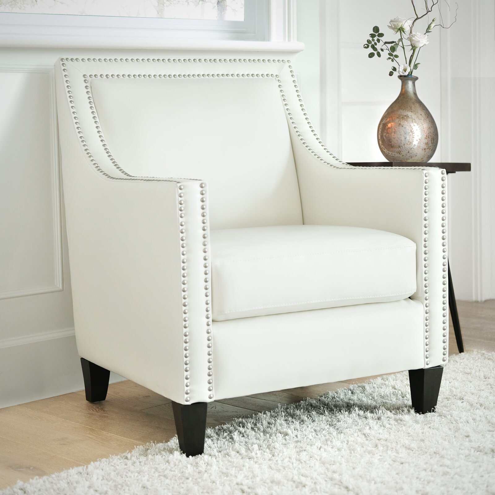 Small White Leather Chair