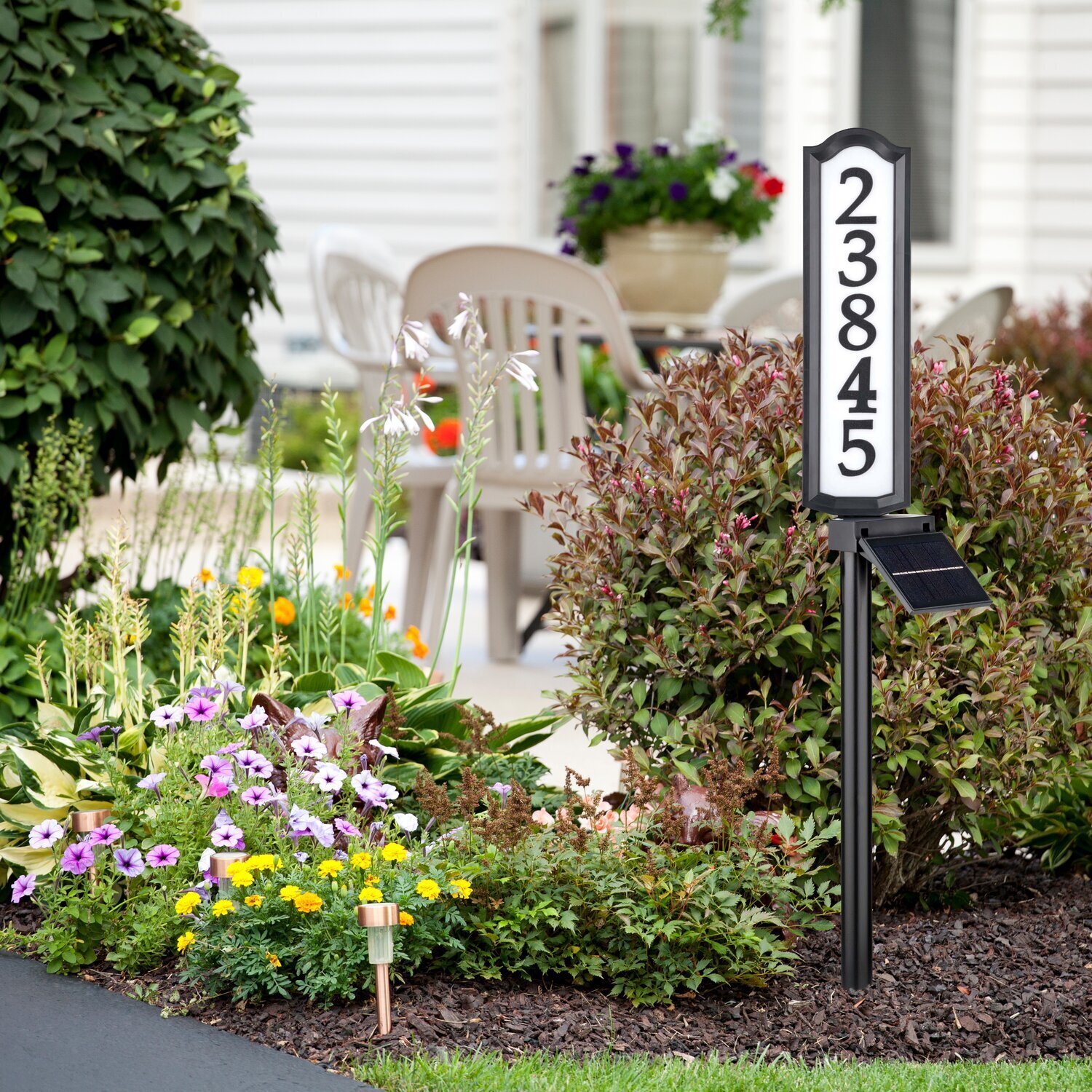 Solar Powered Vertical House Number Plaque 
