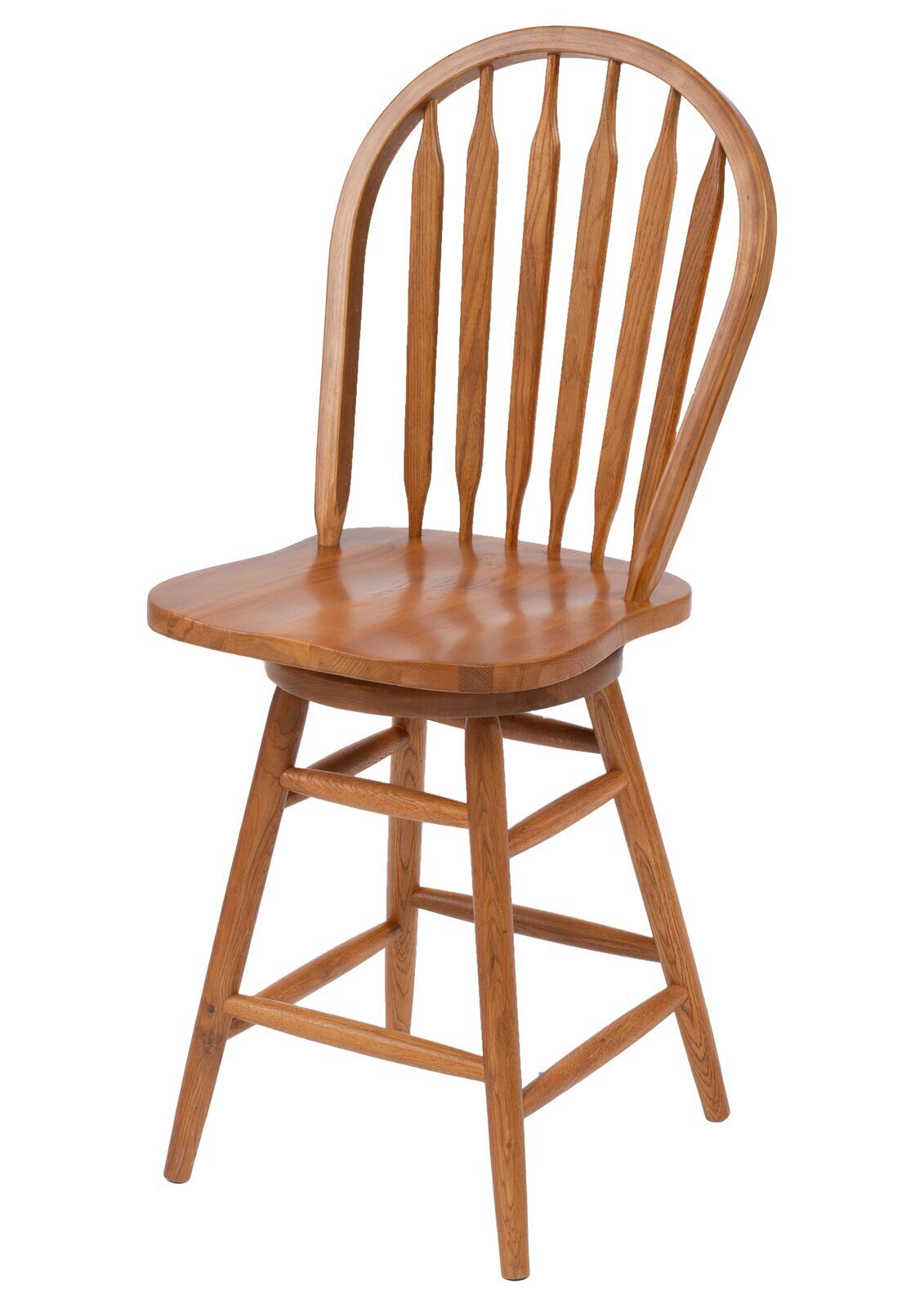 Solid Oak Swivel Bar Stool With Back 