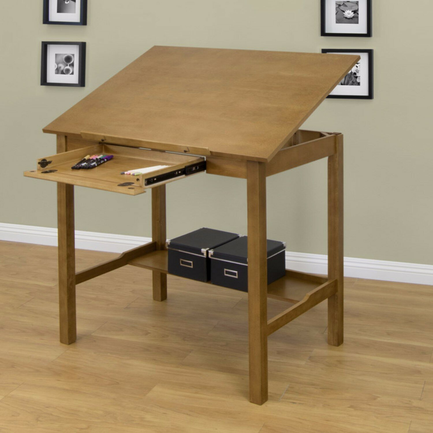 Solid Wood Antique Drafting Table 