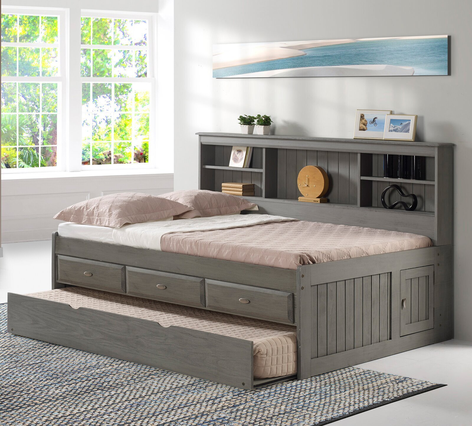 Solid wood bookcase daybed