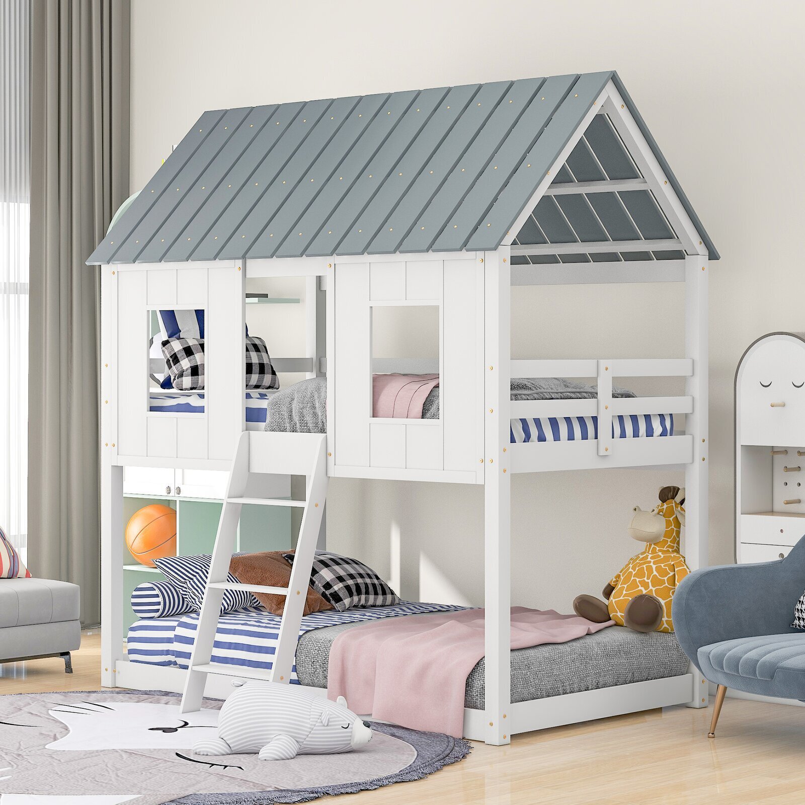 Solid Wood Bunk Bed House