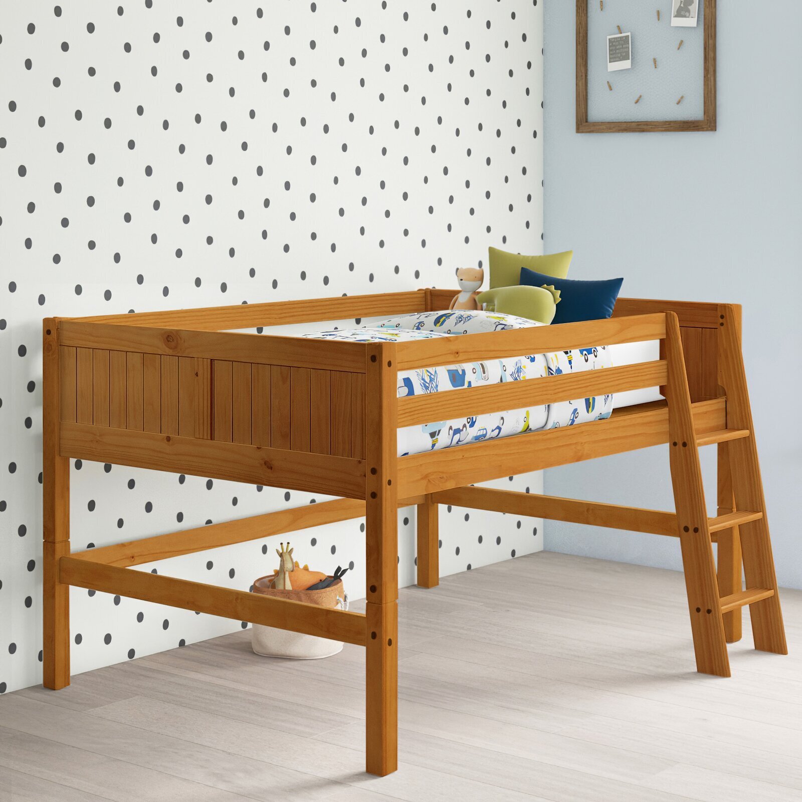 Solid Wood Full Size Low Loft Bed 