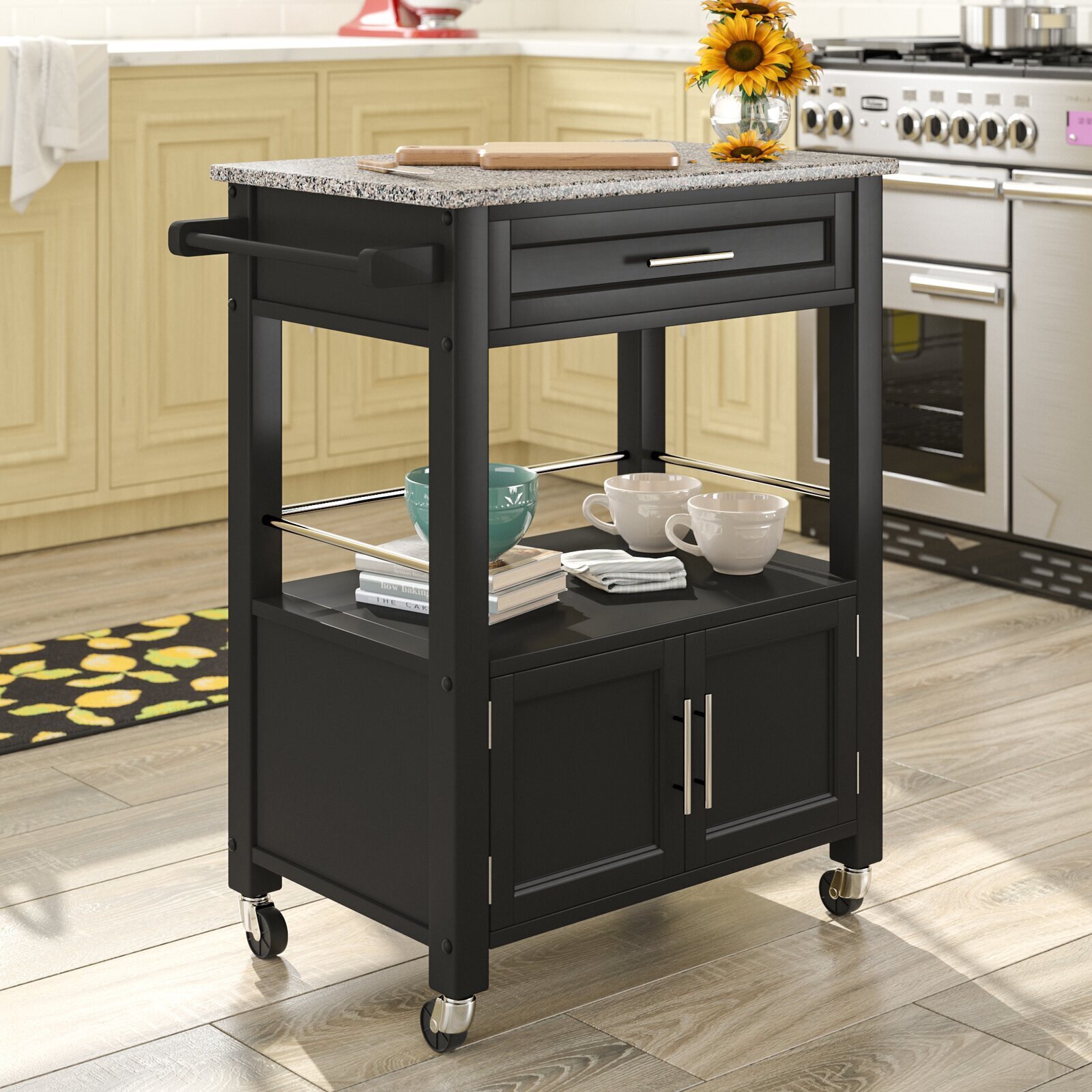 Space saving kitchen island with drawers