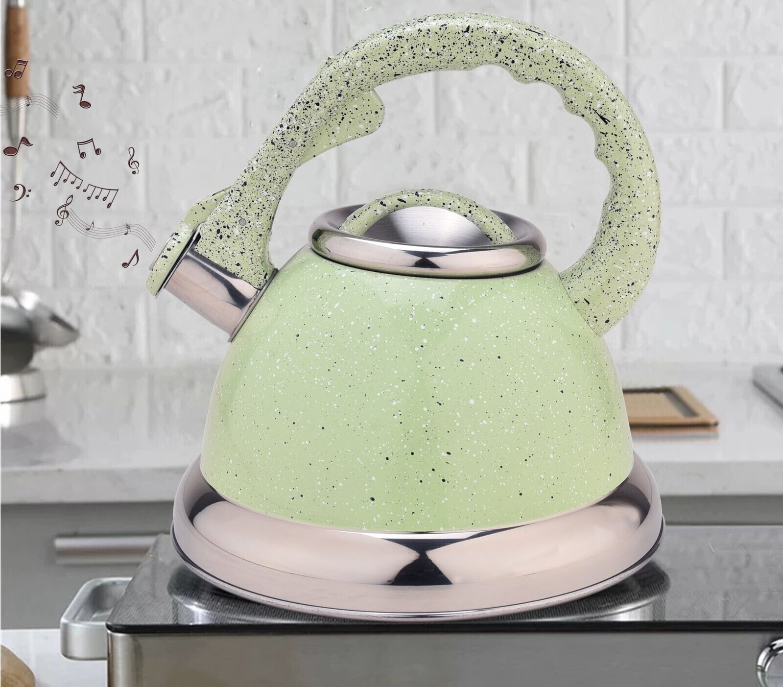 Speckled Sage Green Stovetop Kettle