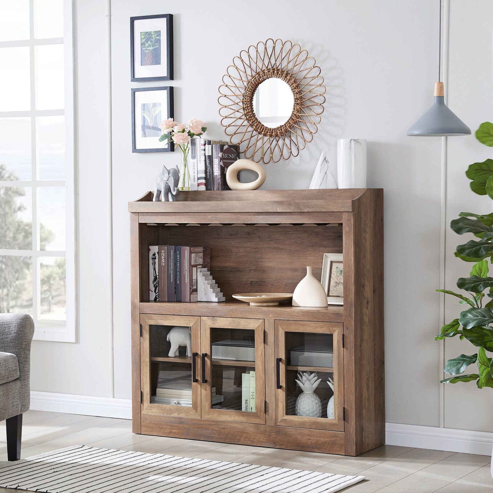 Split Design Triple Doored and Open Shelved