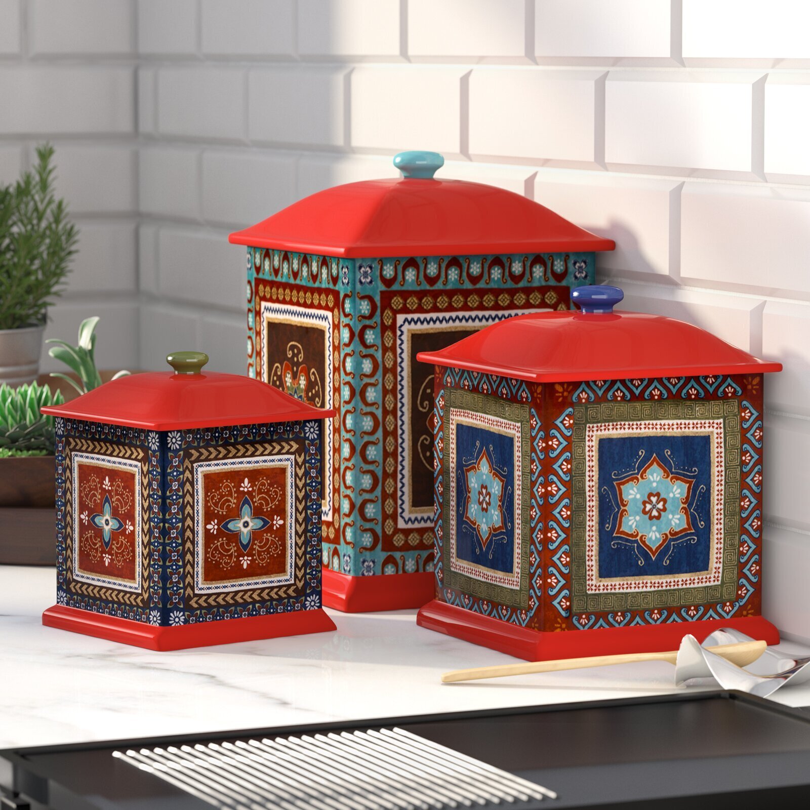 Square Ceramic Kitchen Canisters