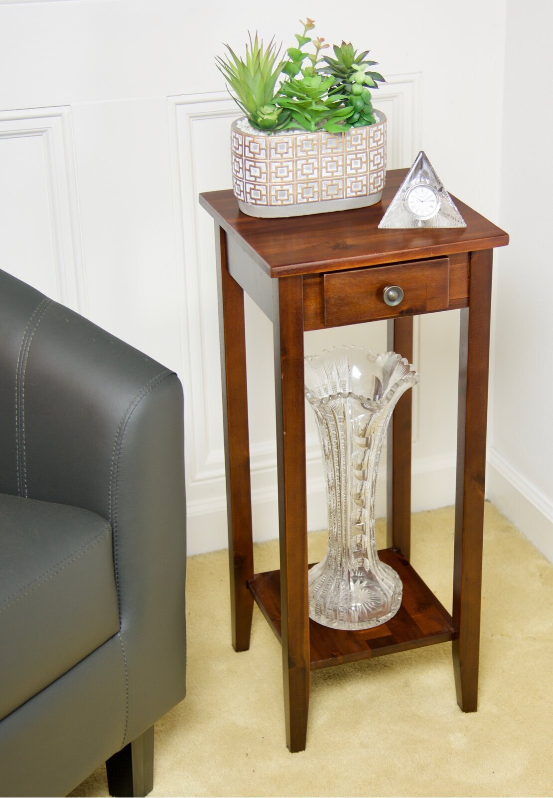 Square Classic Plant Stand With Drawer