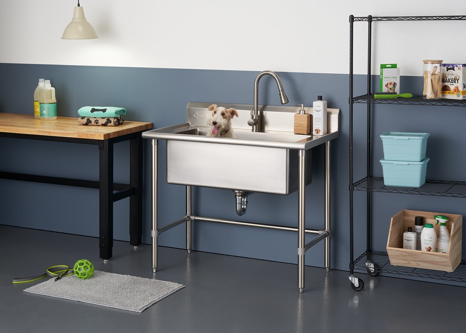 Stainless Steel Free Standing Sink With Metal Stand