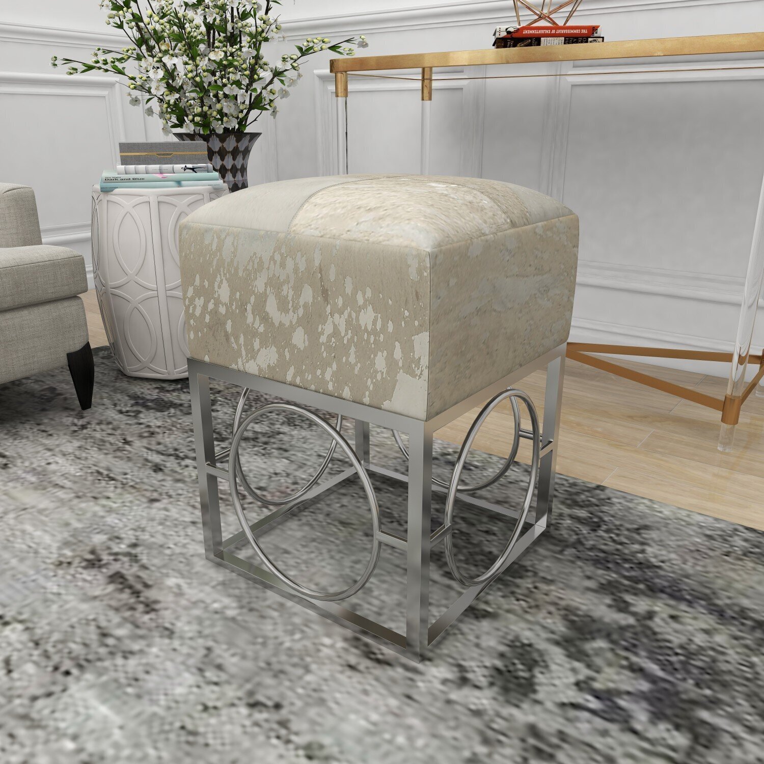 Stainless Steel Leopard Vanity Chair