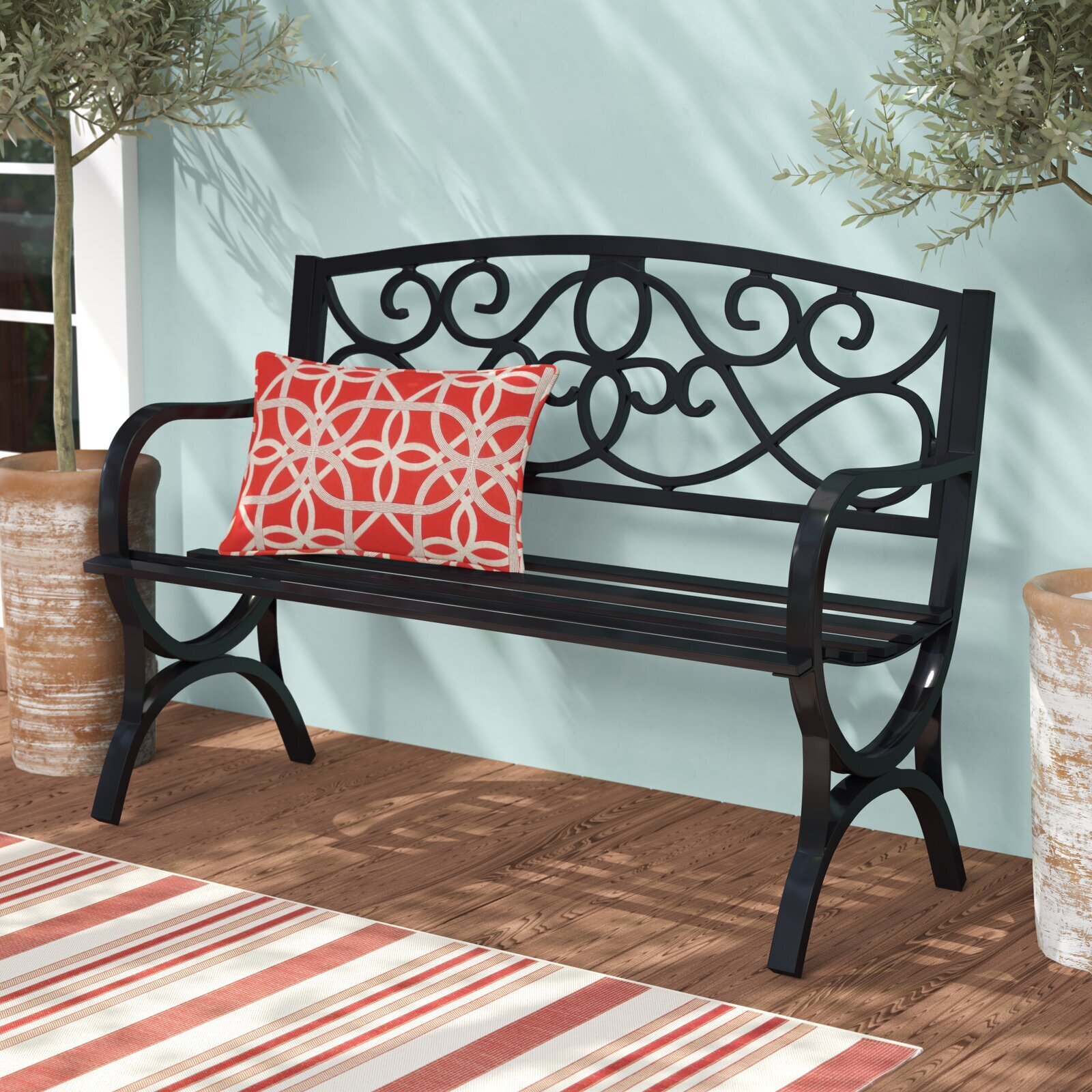 Steel Bench Design with Armrests 