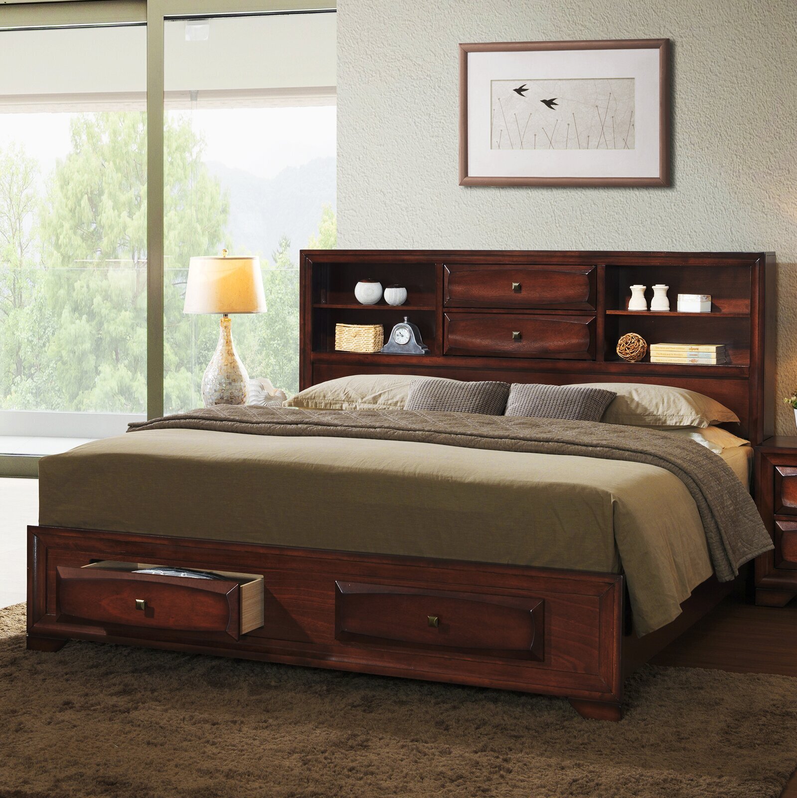 Storage Bed with Shelves