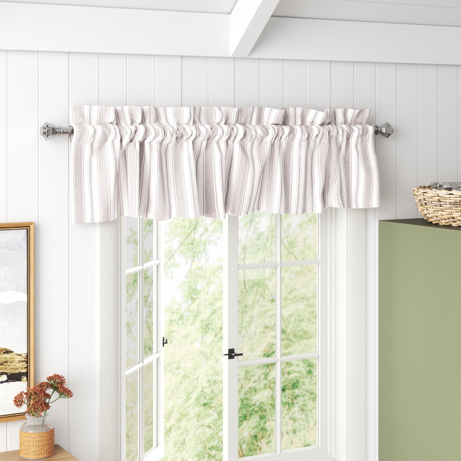 Striped Living Room Valance Ideas For Large Windows 