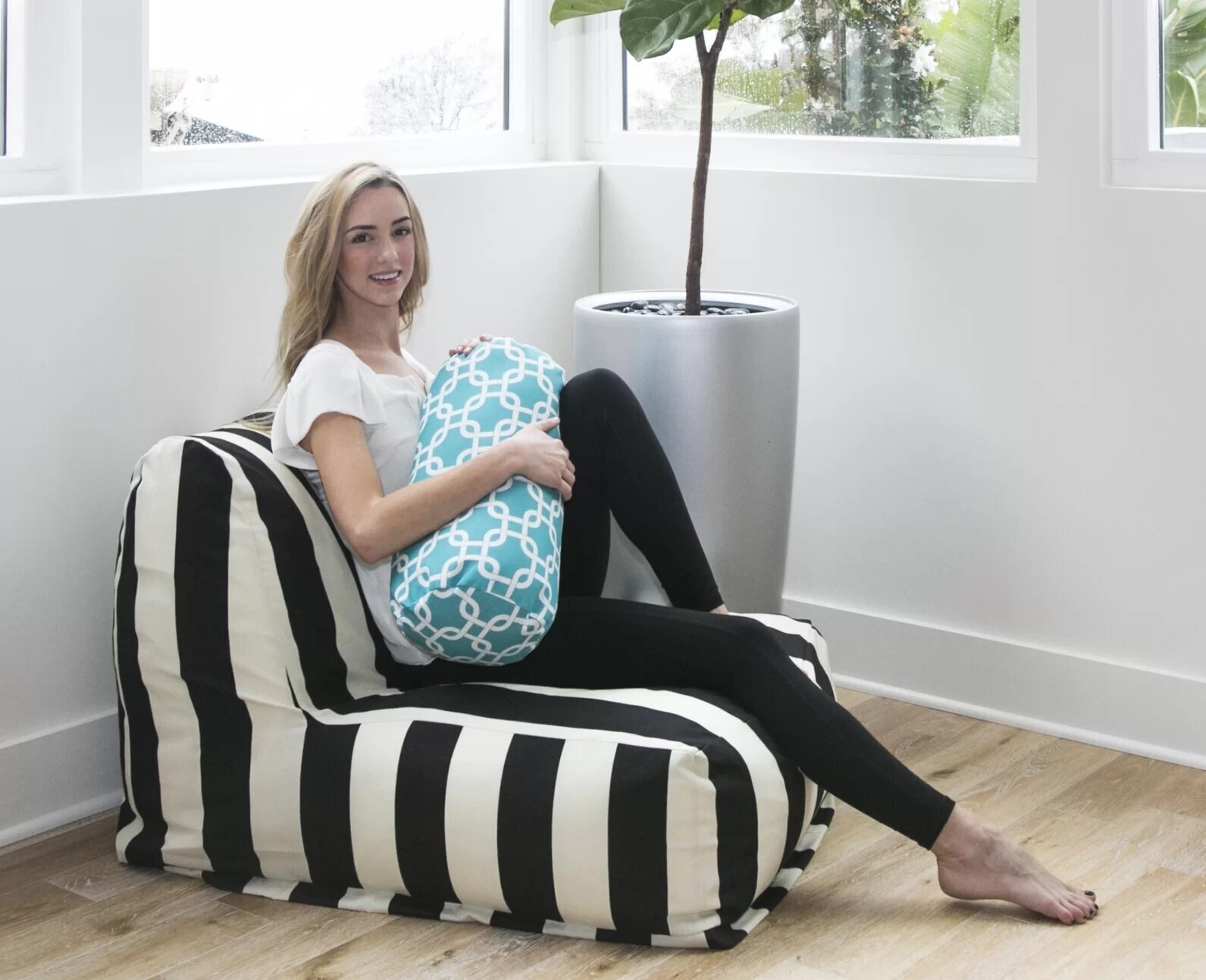 Striped Outdoor Bean Bag Chair