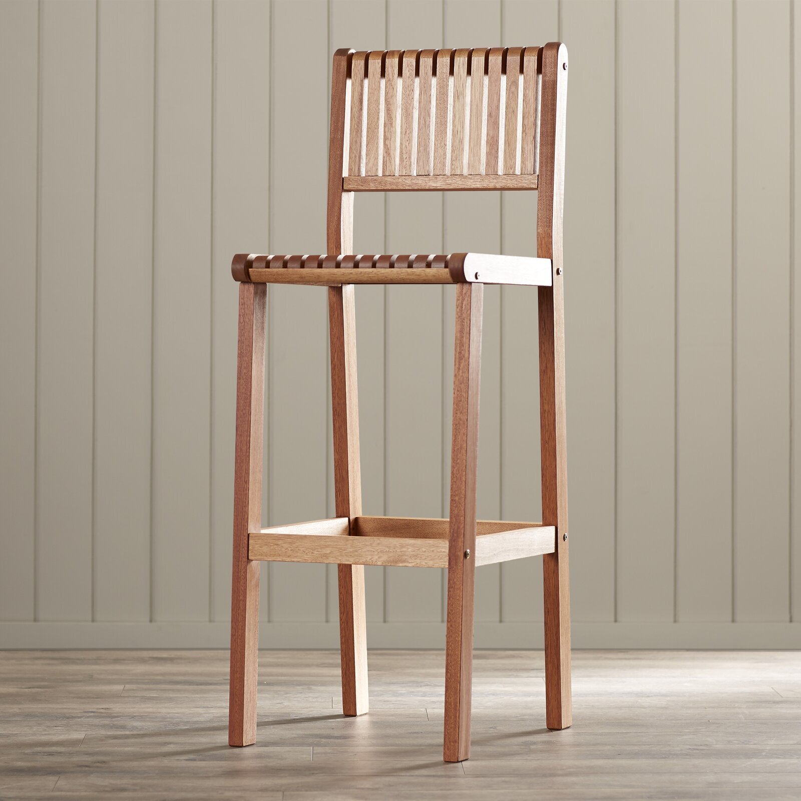 Sturdy Slatted Solid Wood Stool 