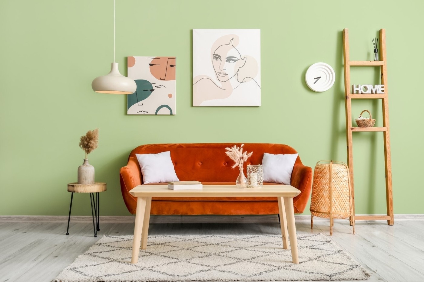 Stylish sofa and table