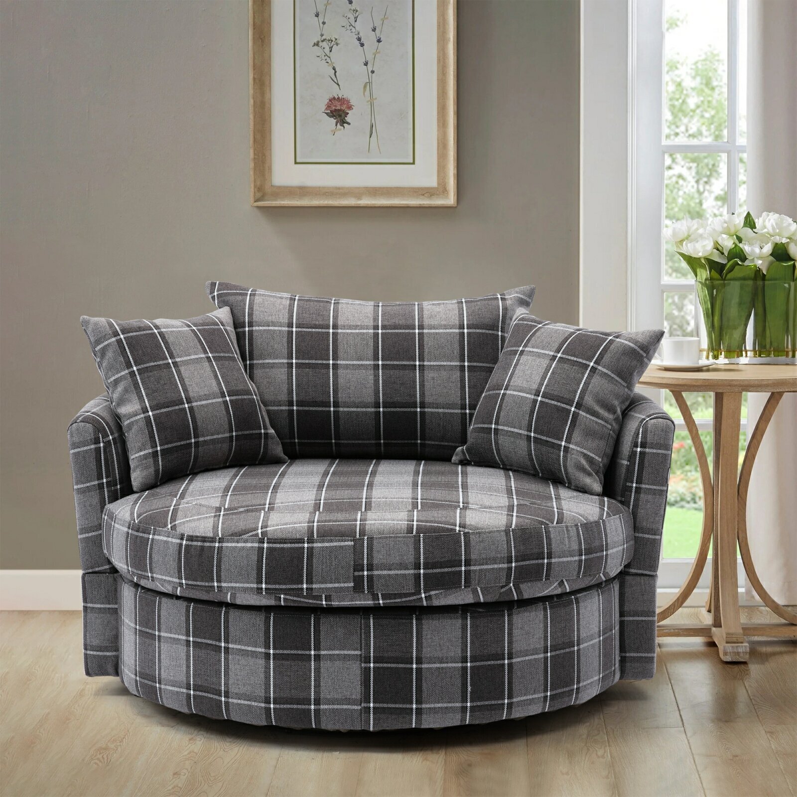 Swivel Wheeled Round Lounge Chair