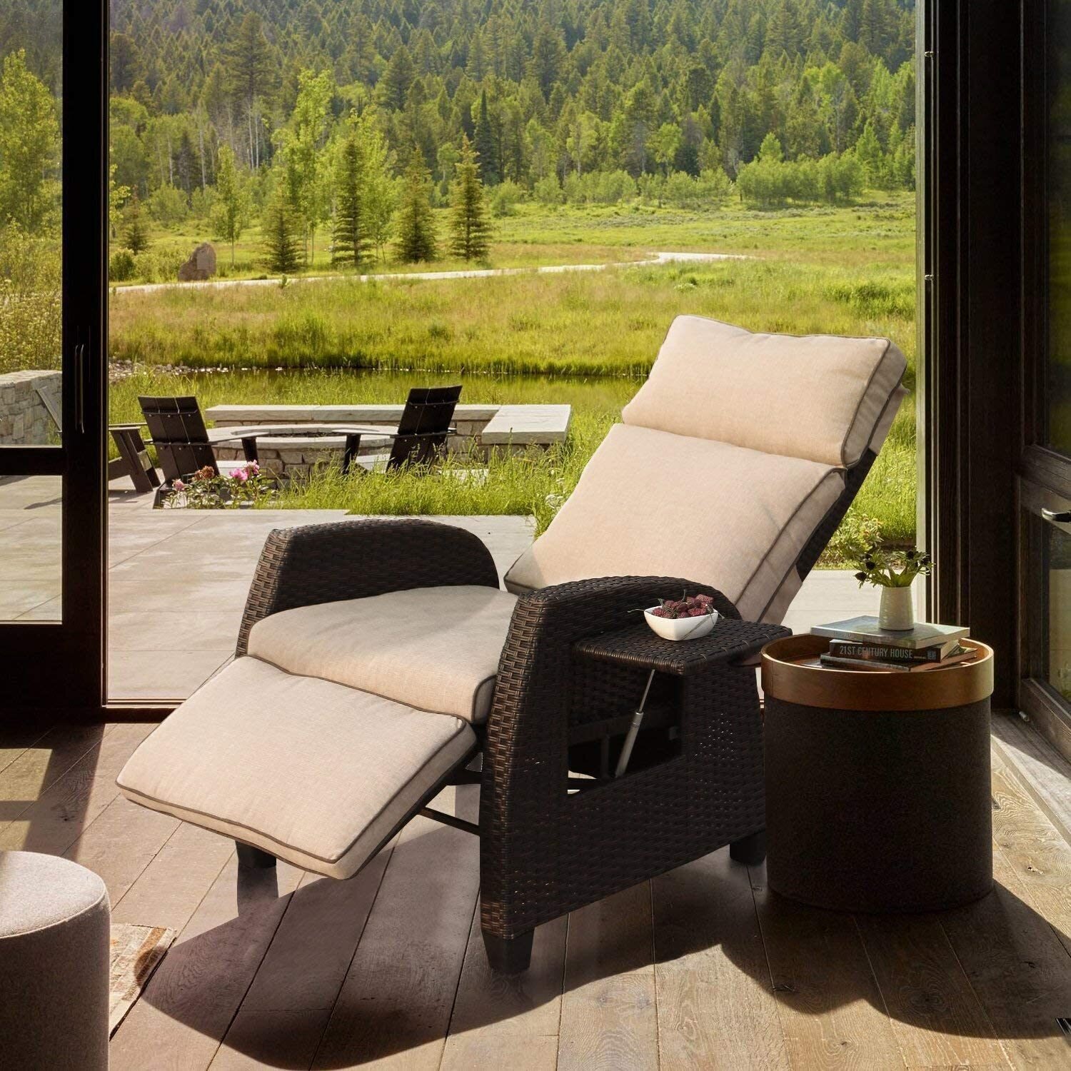 Tall Back Wicker Recliner