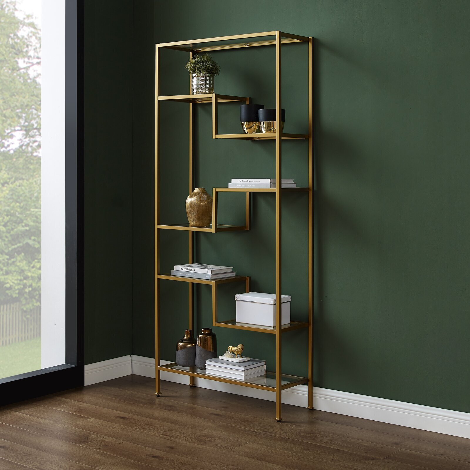 Tall Gold Bookcase 