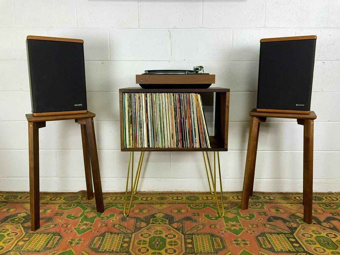 Tall Handcrafted Wooden Speaker Stands 