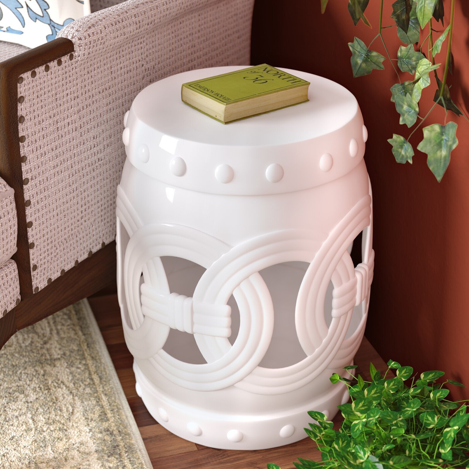 Textured Openwork Drum Stool