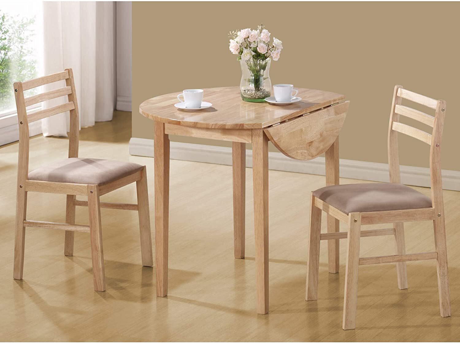 Three Piece Dining Set With Drop Leaf 