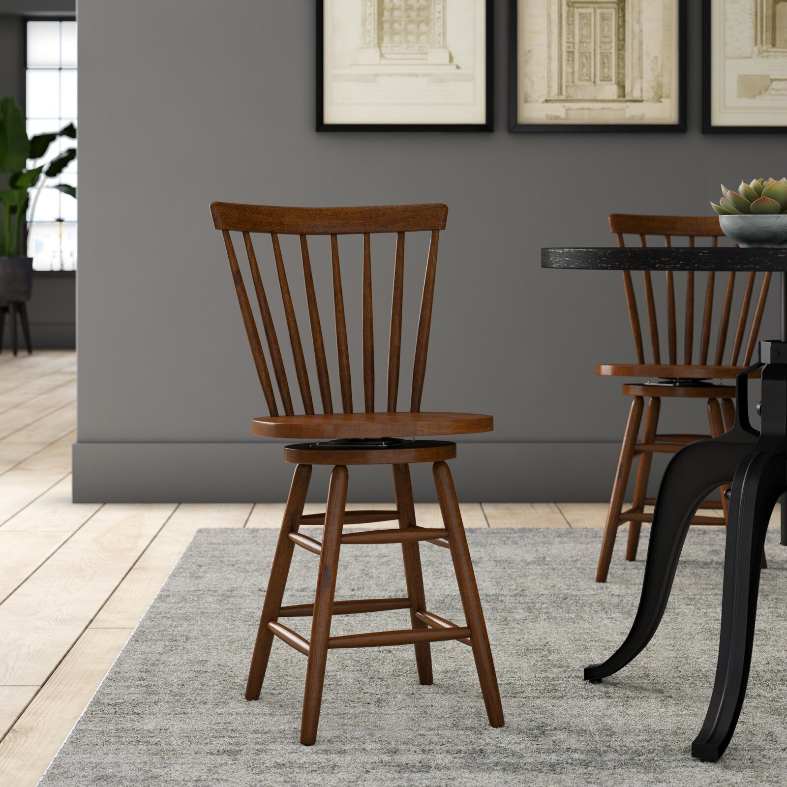 Tobacco Farmhouse Swivel Bar Stool with Back