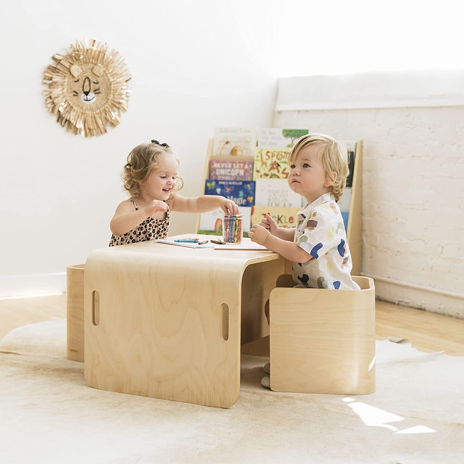 Toddler wooden bench set