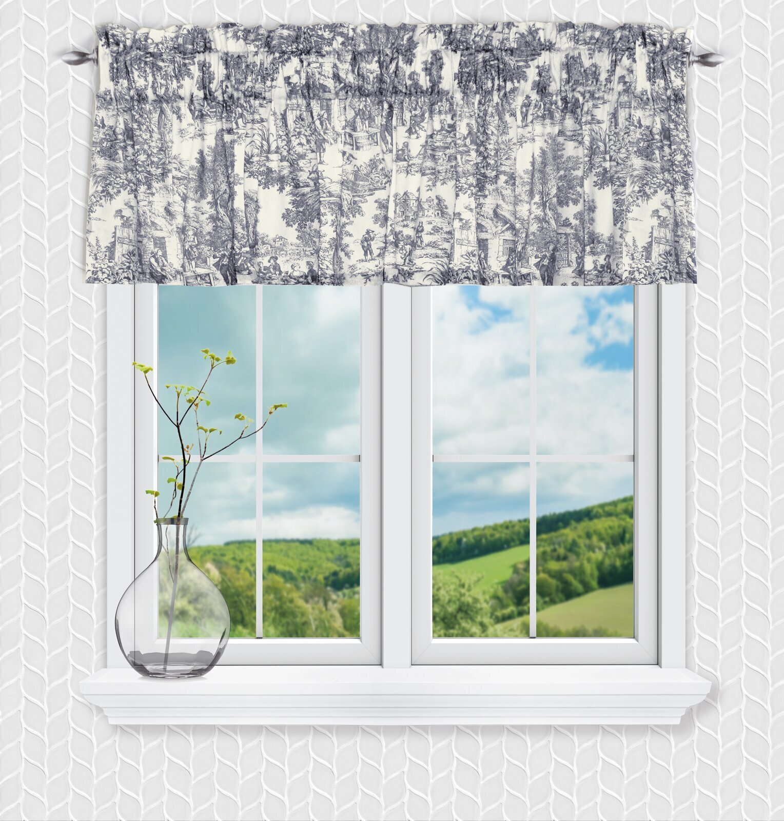 Toile Print Valance For Large Picture Window