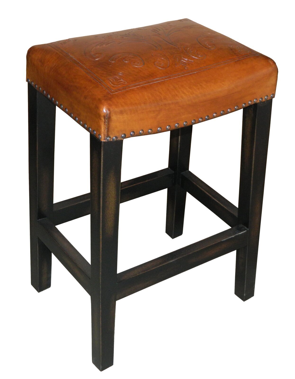 Tooled Leather Bar Stools