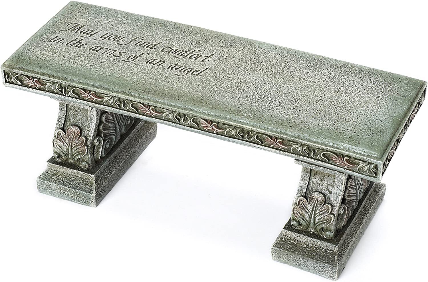 Traditional Grey/Green Mini Angel Memorial Bench