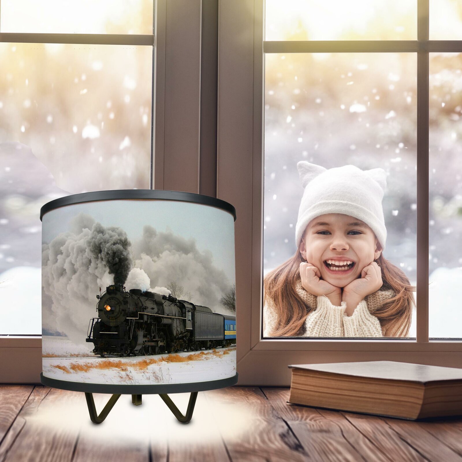 Train in Winter Table Lamp