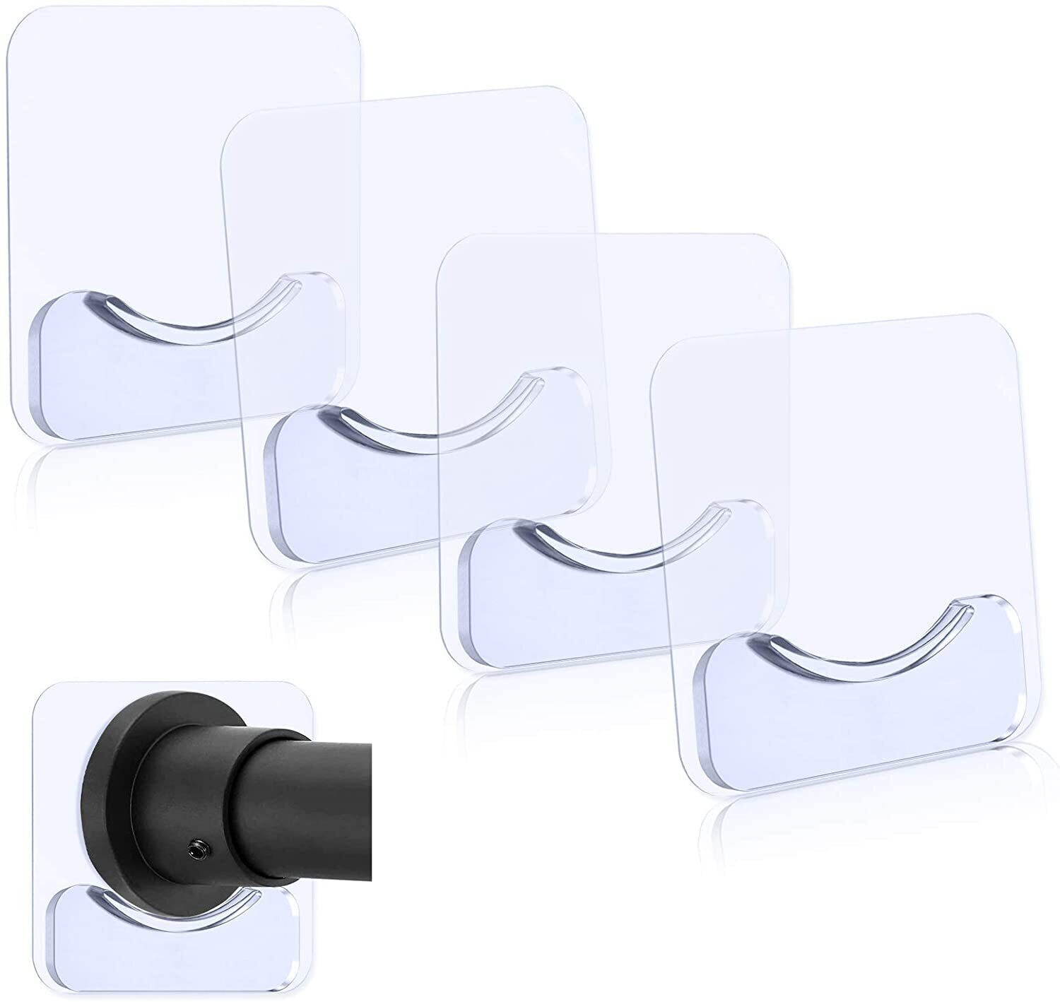 Transparent Adhesive Shower Curtain Rod Holder 